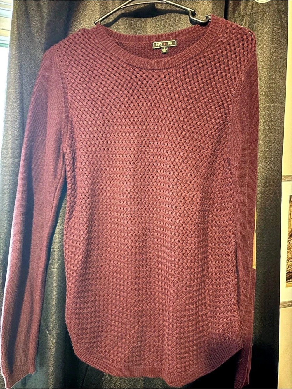 Lety & Me Josey Elbow Patch Sweater, Size Small